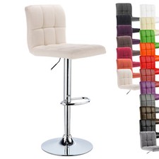 1 x Barhocker Tresenhocker Barstuhl Hocker aus Leinen Chrom Cremeweiß BH32cm-1