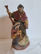 alte Heiligenfigur Holz Maria Josef Jesuskind Familie geschnitzt farbig gefaßt