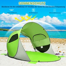 Pop Up Strandmuschel 3-4 Personen Strandzelt Sonnenschutz Wurfzelt+Tasche