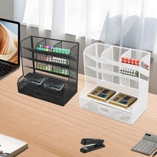 9 Fächer Stifthalter mit Schublade, Stifthalter Schreibtisch für Home Office