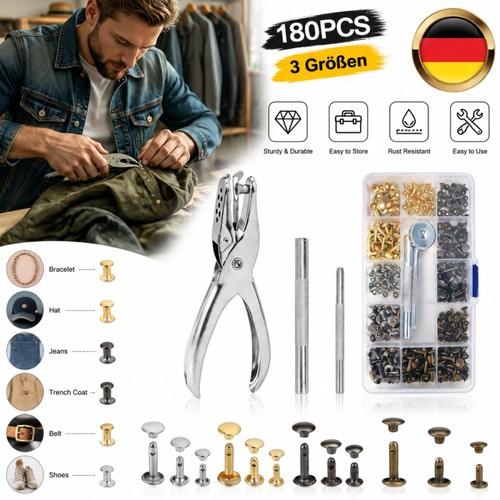 Leder nieten set - nieten, set,180pcs