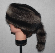 Waschbär Pelz Trapper Mütze Raccoon Hat Jagd Ski Hut Fell Kappe Fellmütze Winter