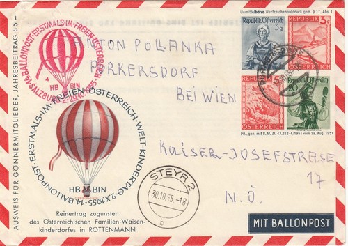 österreich 1955 ballonpost - Österreich,