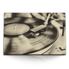 120x80cm Wandbild auf Leinwand Alter Schallplattenspieler Vinyl Schallplatte