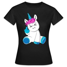 Einhorn Wütend Stinkefinger Frauen T-Shirt