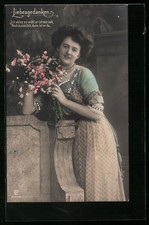 Foto-AK GL Co 2754 /5: Liebesgedanken, Frau mit Blumenstrauß 1910 