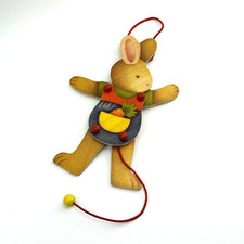 Selecta Holz Hampelmann | 24cm Hase | Lernspielzeug Motorik | Vintage Deko