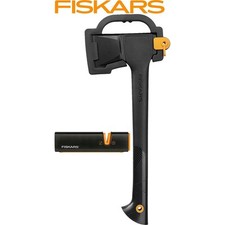 Fiskars Axt Set Solid Spaltaxt A11 49cm 1100gr + Axt- und Messerschärfer Xsharp