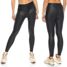 Sexy Wet-Look Leggings | Blickdicht | Kunst-Leder Damen-Hose Leggins 36 38 40