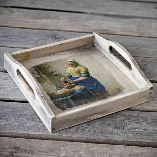 Vintage holztablett 24x24 - 24x24, cm