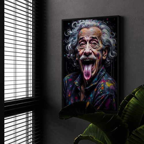 Wandbild bunt albert einstein - wandbild,,
