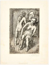 August Wilhelm Dressler, "Morgentoilette" Radierung, sehr selten UNVERKÄUFLICH