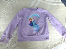 Lila Mädchen Pullover Anna+Elsa Frozen Gr. 116 Langarm