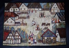 Großer Wandteppich Gobelin Piotr Grabowski Cepelia Polen 159 x 110cm 70er Jahre