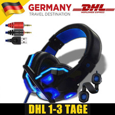Gaming Headset mit Mikrofon LED Licht Kabelgebunden Stereo 3DSound für PC Laptop