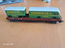 Lima Runngenwagen / Flachwagen RIV21 beladen m. Schenker LKW, gebraucht, top