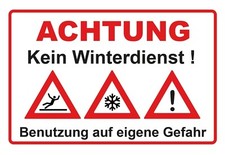 Aluminium-Schild Warnhinweis "Kein Winterdienst" 3mm Alu Dibond® | 20x30cm