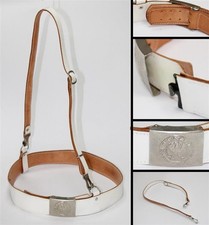 Original Bundeswehr Feldjäger Koppel weiß BW mit Schulterriemen Lederkoppel