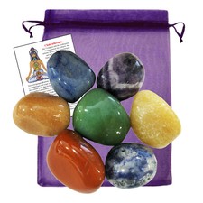 7 Jumbo Chakra Steine im Set mit Täschchen und Beschreibung