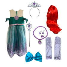 Kostüm Kinderkostüm Meerjungfrau Kleid Ariel Prinzessin mit Accessoires, 150