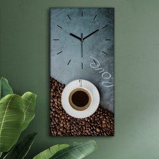 Wanduhr Bürouhr Leinwand Bild Geräuschlos Küche 30x60 Kaffee Coffee Bohnen