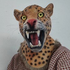 Vollkopf Tiermaske Leopardenmaske Gepardenmaske realistisch lustig Halloween