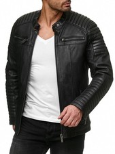 Redbridge Herren Jacke Kunst- Lederjacke Bikerjacke Übergangsjacke Schwarz M6013