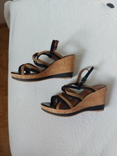 Schuhe Tamaris Größe 38 Neu Keilabsatz Sommersandale Damen Schwarz Braun Riemen