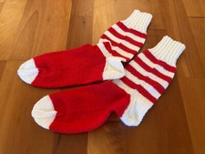 selbstgestrickte Socken Gr 42/43 rot gelb neon warm Winter Wolle unisex