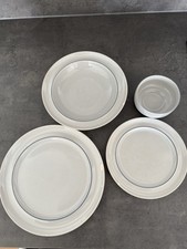 Original Rosenthal Geschirr-Set Kaari Grau mit blauem Rand