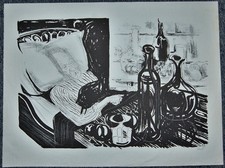 Karl Kluth / Lithografie / Césannes Tod /handsigniert/1950