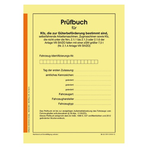 Prüfbuch lkw über t din - lkw,