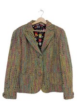 RENA LANGE Woll-Blazer Damen Blazer Gr. DE 46 rot-blassgelb-türkis Casual-Look