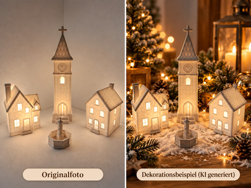 Weihnachtsdorf set mit kirche - weihnachtsdorf,