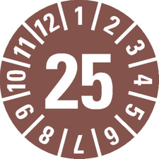 Prüfplakette 25, braun
