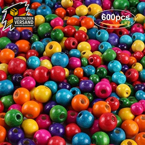 Holzperlen set 600 stück bunt - set,
