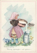 12/881 AK BÄUERIN MILCH ALM KUH MILCHKANNE KOPFTUCH SCHÜRZE