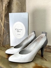 Christian Dior Vintage Heels Camarat weiß Leder mit Box Frankreich