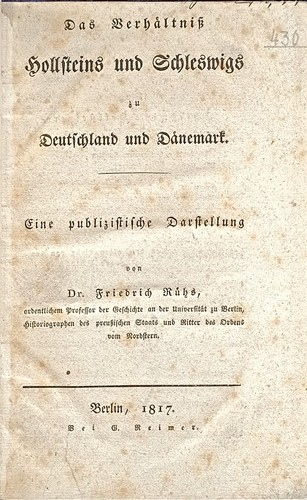 1817 friedrich rühs - rühs, schleswig