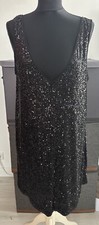 H&M Pailletten Kleid Hängerchen Tunika Gr M Kurz  Sommerkleid Glitzer