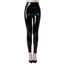 Leggings, High-Waist, Glanz Vinyl, Lack / L a t e x -Optik, M,L. Schwarz
