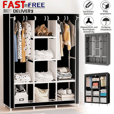 Stoff Kleiderschrank Schwarz