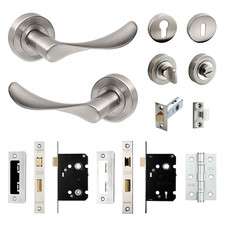 Gebürstet Chrom Innentür Drücker Pack Riegel Flügel Bad Schloss Set Set