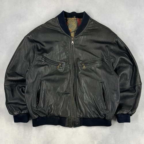Vintage leder bomberjacke - vintage,