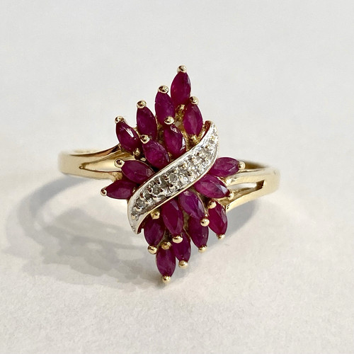 Rubin diamant ring kt gold - rubin, &