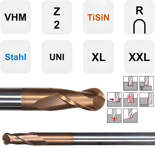 Vhm radiusfräser überlang - radiusfräser,,