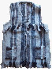 Wollige Hippie Web Weste braun beige Trachten Trapper Western 70er ?