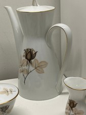 ROSENTHAL KAFFEE-SERVICE++SCHATTEN ROSE++ PORZELLAN + BRAUNE ROSE