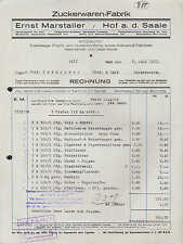 HOF (BAYERN), 2 x Rechnung 1937, Zuckerwaren-Fabrik Ernst Marstaller - Bonbons