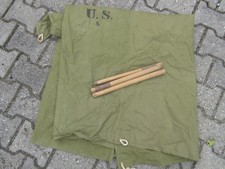 Original US Army Zeltplane Zeltstange 1942 Tent Cover & Poles WWII WK2 1. Modell